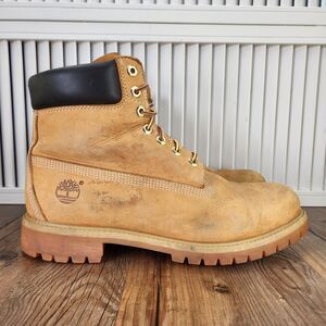 Timberland 6" Premium WP Boots Mens 11 M Distressed Wheat Nubuck Classic Hip Hop